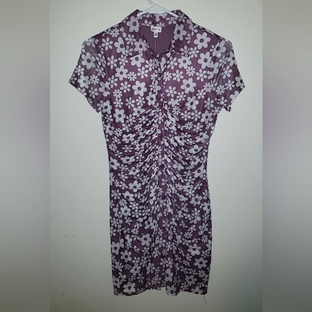 Purple Mesh Floral Dress